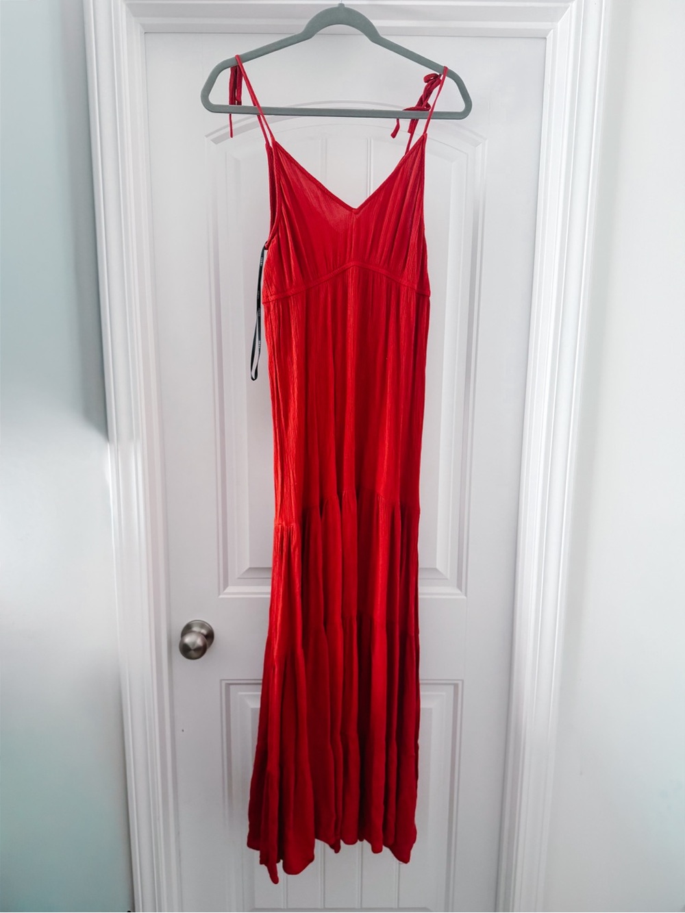 Red Tie-Strap Maxi Dress